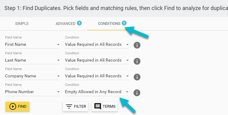 field conditions for matching and merging