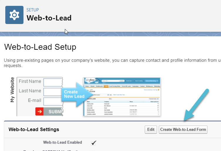click the “Create Web-To-Lead Form” button.
