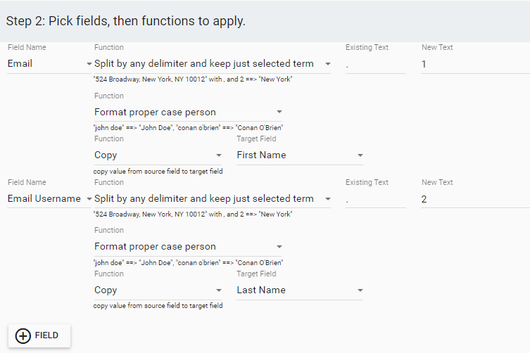 Insycle template for inferring the first and last name of contacts from email addresses