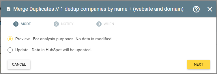 Previewing the identified duplicate companies