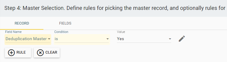 Using the tagged custom field to choose the master record in Insycle