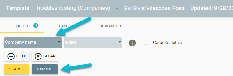 Filtering for relevant companies by ensuring they have a company name
