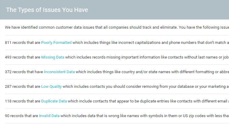 health assessment dirty data