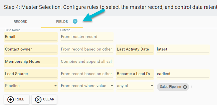 data retention settings when Merging duplicates in Insycle