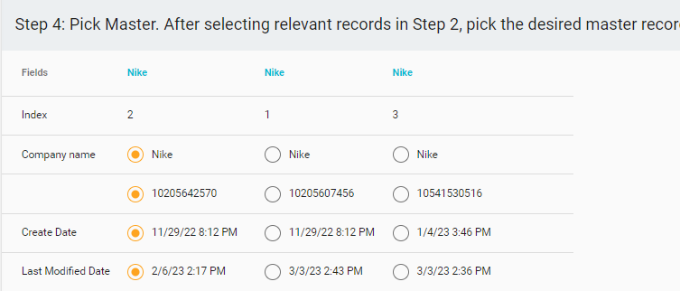 Manually selecting the master record in Insycle