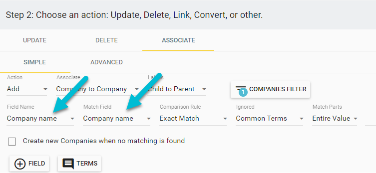 Matching child companies to parent companies by company name