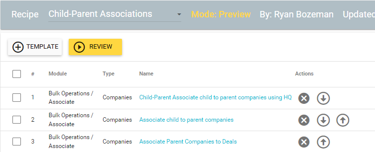 A child-parent association recipe in Insycle