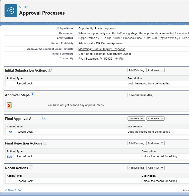 approval process setup