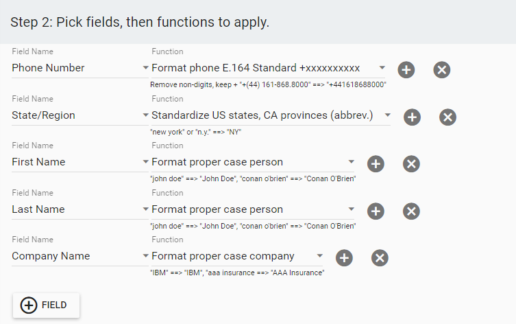 format fields