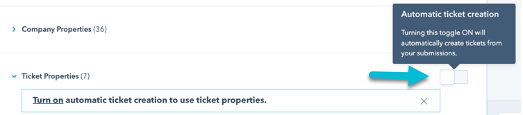 automatic ticket creation in HubSpot