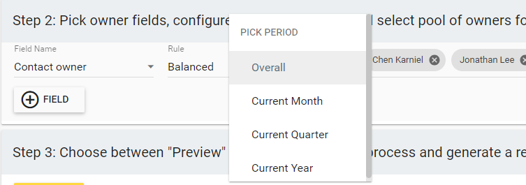 pick timeframe for rep assignment balancing