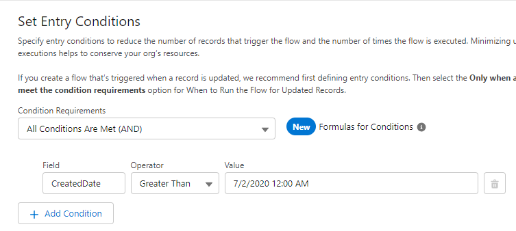 salesforce flow entry conditions