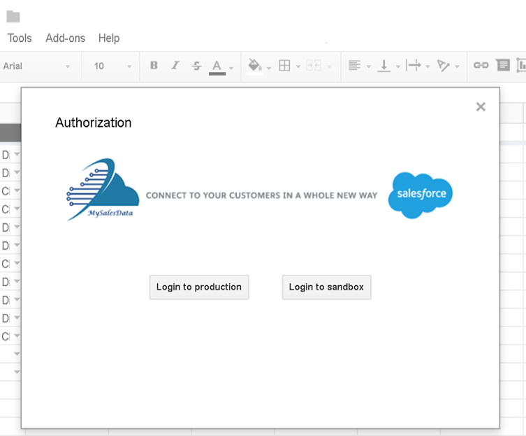 MySalesData G-Sheets Connector app