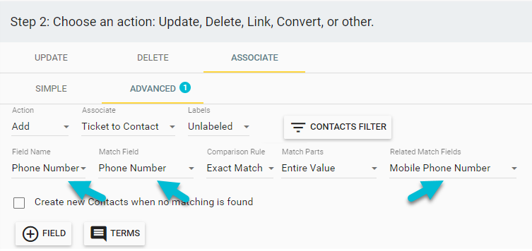 Using multiple related matching fields to make ticket associations in Insycle