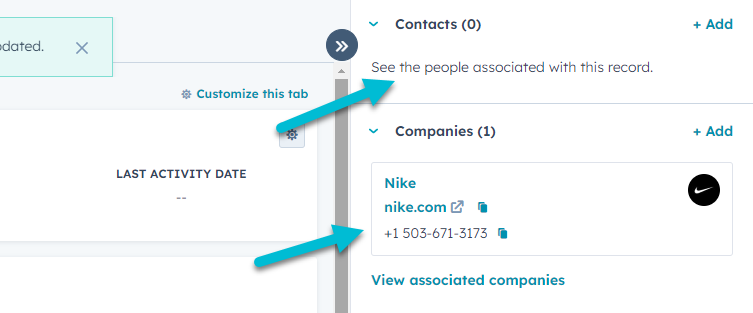 Associating contacts and companies to tickets in HubSpot