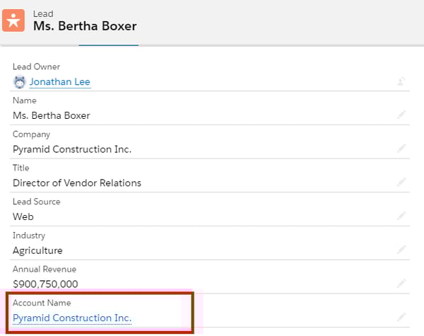 salesforce leads to accounts association