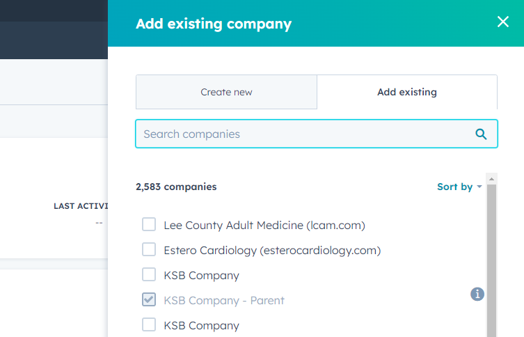 add existing company as parent