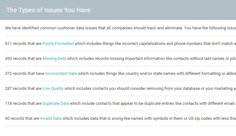 customer data health issues