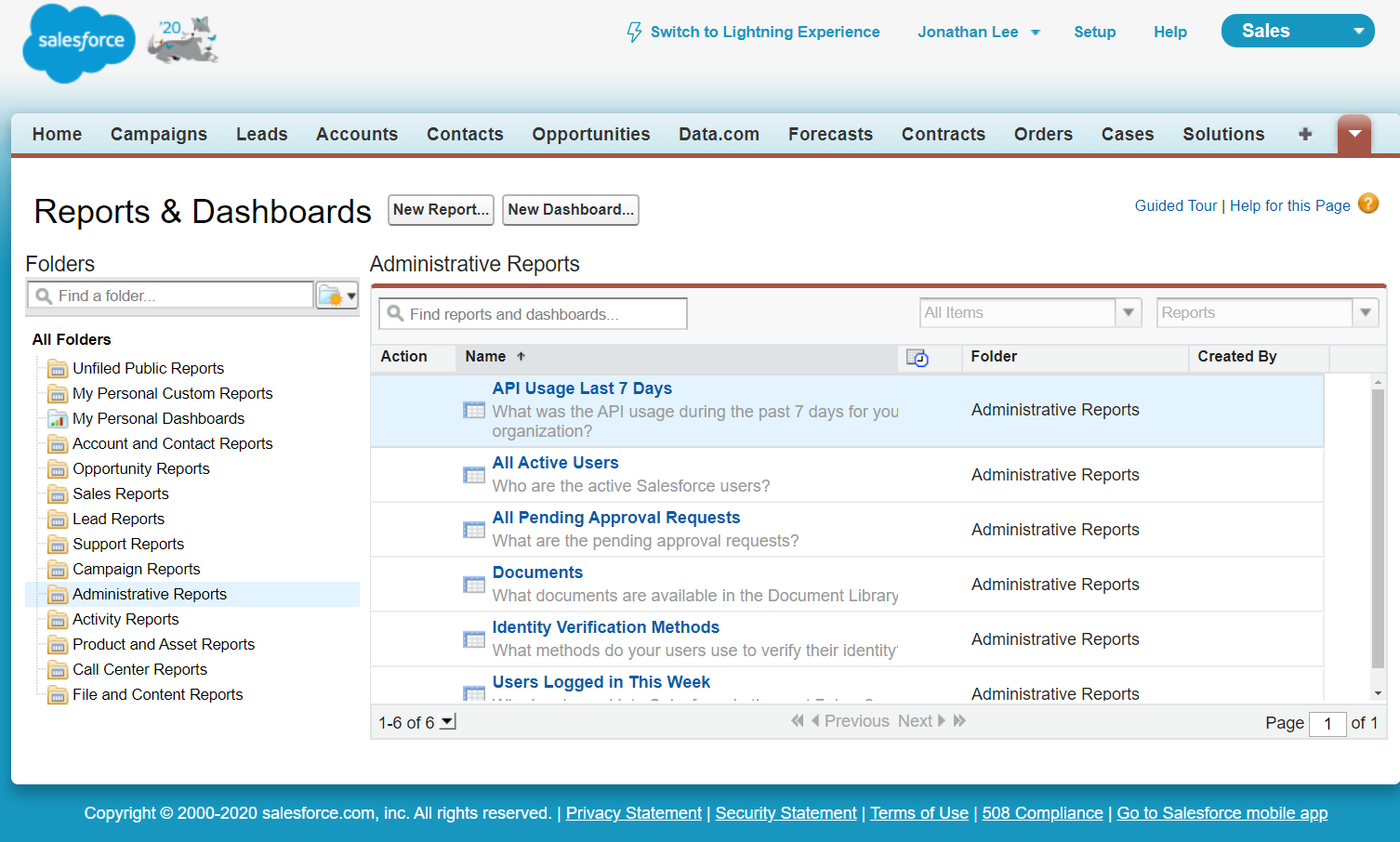 salesforce api usage report last 7 days